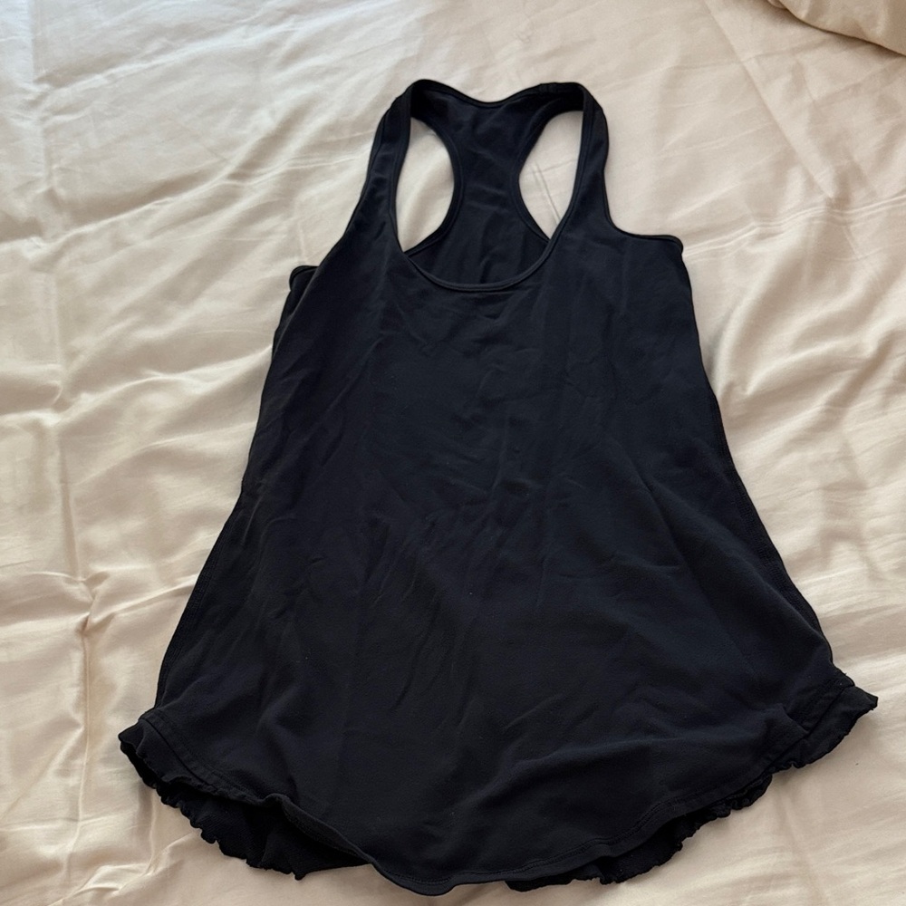 lululemon athletica Black Racerback Tank Top with ruffles on the bottom